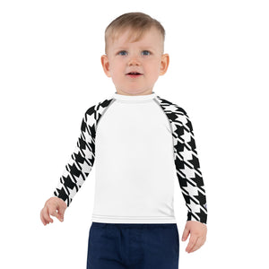 Dynamic Defense: Houndstooth Boy's Long Sleeve BJJ Rash Guard Boys Exclusive Houndstooth Kids Long Sleeve Rash Guard Swimwear