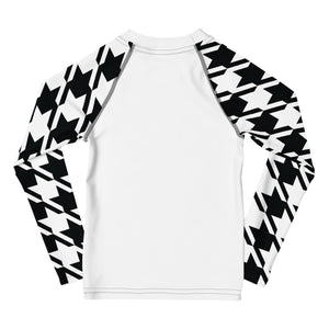 Dynamic Defense: Houndstooth Boy's Long Sleeve BJJ Rash Guard Boys Exclusive Houndstooth Kids Long Sleeve Rash Guard Swimwear