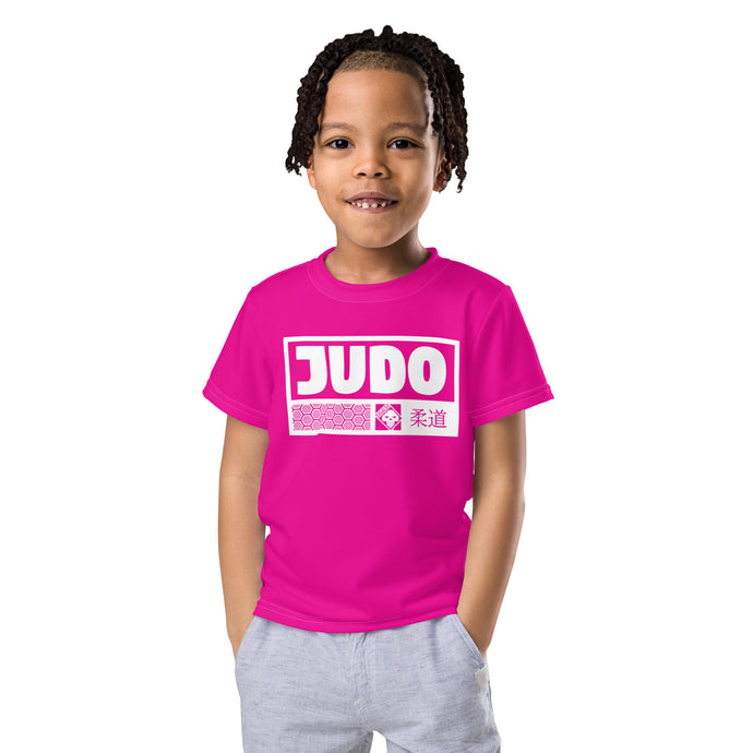 Dynamic Performance: Boy's Short Sleeve Judo Rash Guard - Hollywood Cerise Boys Exclusive Judo Kids Rash Guard Short Sleeve