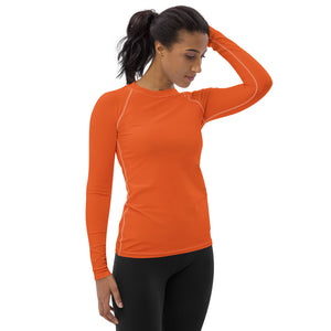 Easygoing Sophistication: Solid Color Rash Guard for Women - Flamingo