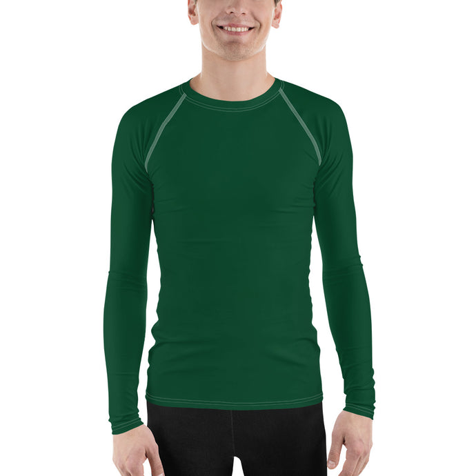 Effortless Elegance: Men's Solid Color Long Sleeve Rash Guard - Sherwood Forest Exclusive Long Sleeve Mens Rash Guard Solid Color Swimwear