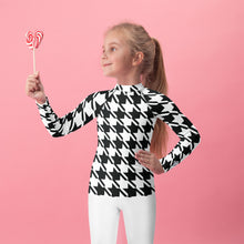 Elevate Your Workout: Girl's Houndstooth Long Sleeve Rash Guard Exclusive Girls Houndstooth Kids Long Sleeve Rash Guard Swimwear