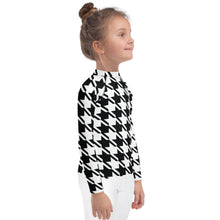 Elevate Your Workout: Girl's Houndstooth Long Sleeve Rash Guard Exclusive Girls Houndstooth Kids Long Sleeve Rash Guard Swimwear