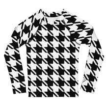 Elevate Your Workout: Girl's Houndstooth Long Sleeve Rash Guard Exclusive Girls Houndstooth Kids Long Sleeve Rash Guard Swimwear