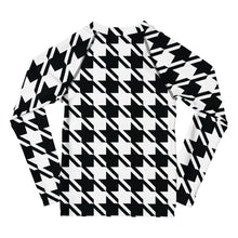 Elevate Your Workout: Girl's Houndstooth Long Sleeve Rash Guard Exclusive Girls Houndstooth Kids Long Sleeve Rash Guard Swimwear