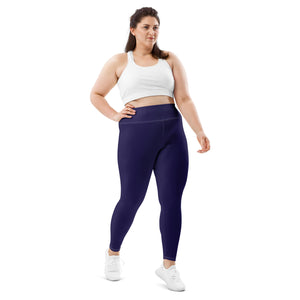 Elevate Your Workout: Women's Plus Size Solid Yoga Leggings - Midnight Blue