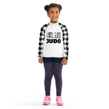 Elevated Style: Girl's Houndstooth Long Sleeve Classic Judo BJJ Rash Guard Exclusive Girls Houndstooth Judo Kids Long Sleeve Rash Guard