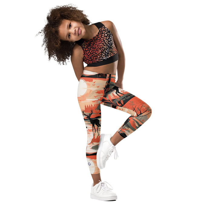 Embrace Nature's Beauty with Girls' Deer Forest Yoga Pants Deer Forest Exclusive Girls Kids Leggings