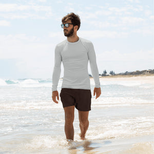 Essential Elegance: Solid Color Rash Guard for Men - Smoke Exclusive Long Sleeve Mens Rash Guard Solid Color Swimwear