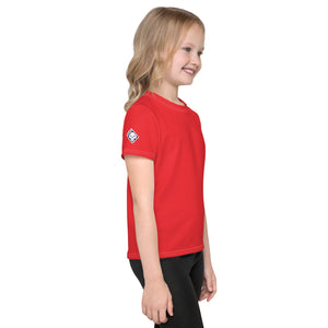 Essential Protection: Girls Short Sleeve Solid Color Rash Guard - Scarlet Exclusive Girls Kids Rash Guard Running Short Sleeve Solid Color Swimwear