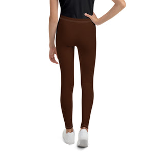 Essential Solid Color Leggings for Youth Girls – Perfect for All Seasons - Chocolate