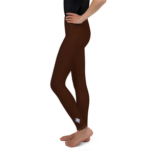 Essential Solid Color Leggings for Youth Girls – Perfect for All Seasons - Chocolate