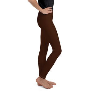 Essential Solid Color Leggings for Youth Girls – Perfect for All Seasons - Chocolate