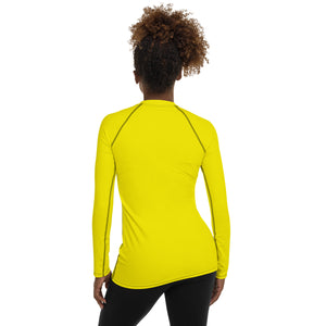 Everyday Elegance: Women's Long Sleeve Solid Color Rash Guard - Golden Sun