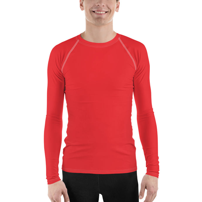 Everyday Essentials: Men's Solid Color Long Sleeve Rash Guard - Scarlet Exclusive Long Sleeve Mens Rash Guard Solid Color