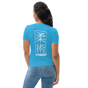 Exclusive Women's Short Sleeve Judo Rash Guard - Sleek and Stylish Fit - Cyan