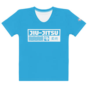 Exclusive Women's Short Sleeve Judo Rash Guard - Sleek and Stylish Fit - Cyan