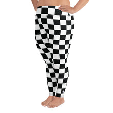 Fashionable Fitness: Women's Plus Size Checkered Leggings Athleisure Checkered Exclusive Leggings Plus Size Running Tights Womens