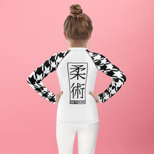 Fashionable Functionality: Girl's Houndstooth Jiu-Jitsu BJJ Rash Guard Exclusive Girls Houndstooth Jiu-Jitsu Kids Long Sleeve Rash Guard