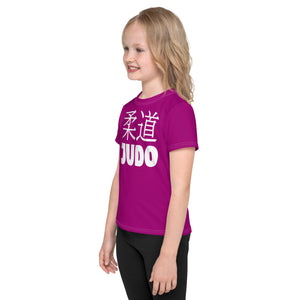 Fashionable Performance: Girl's Short Sleeve Classic Judo Rash Guard - Fresh Eggplant Exclusive Girls Judo Kids Rash Guard Short Sleeve