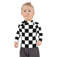 Fashionable Protection: Girls' Checkered Long Sleeve Rash Guard Checkered Exclusive Girls Kids Long Sleeve Rash Guard Swimwear