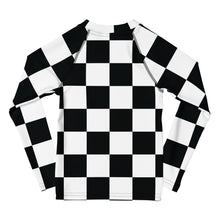 Fashionable Protection: Girls' Checkered Long Sleeve Rash Guard Checkered Exclusive Girls Kids Long Sleeve Rash Guard Swimwear