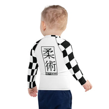 Fashionable Protection: Kids Boys' Checkered Long Sleeve Rash - Blanc Jiu-Jitsu Boys Checkered Exclusive Kids Long Sleeve Rash Guard
