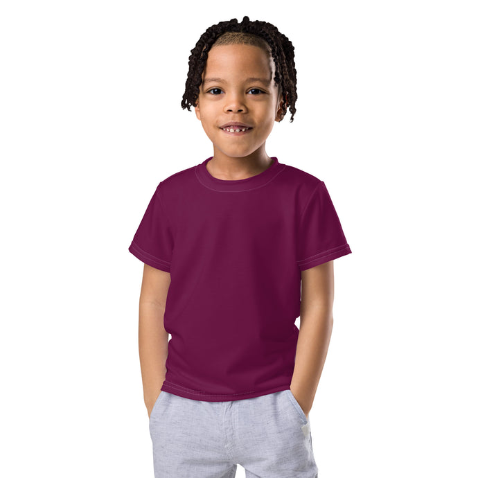 Fashionable Sun Defense: Boys' Short Sleeve Solid Color Rash Guard - Tyrian Purple Boys Exclusive Kids Rash Guard Running Short Sleeve Solid Color Swimwear