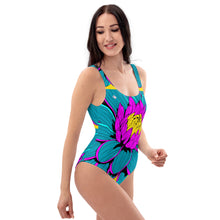 Floral Elegance: Women's Dahlia Print 001 One-Piece Swimsuit Beach Exclusive One-Piece Swimwear Womens