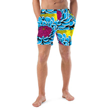 Floral Fun: Men's Dahlia Print 002 Swim Trunks Exclusive Mens Shorts Swimwear