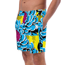 Floral Fun: Men's Dahlia Print 002 Swim Trunks Exclusive Mens Shorts Swimwear