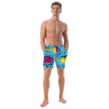 Floral Fun: Men's Dahlia Print 002 Swim Trunks Exclusive Mens Shorts Swimwear