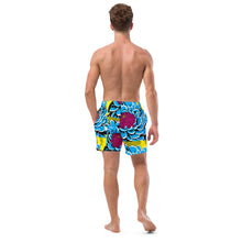 Floral Fun: Men's Dahlia Print 002 Swim Trunks Exclusive Mens Shorts Swimwear