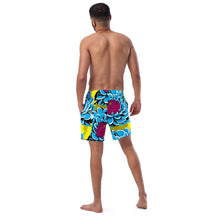 Floral Fun: Men's Dahlia Print 002 Swim Trunks Exclusive Mens Shorts Swimwear