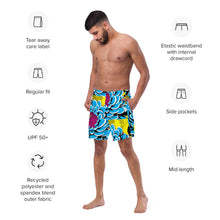 Floral Fun: Men's Dahlia Print 002 Swim Trunks Exclusive Mens Shorts Swimwear