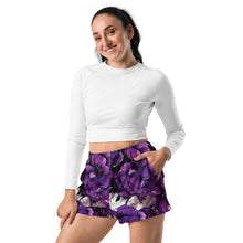 Garden of Speed: Women's Mile After Mile - Purple Flowers 001 Exclusive Running Shorts Womens