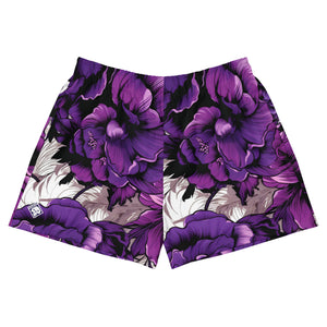 Garden of Speed: Women's Mile After Mile - Purple Flowers 001 Exclusive Running Shorts Womens