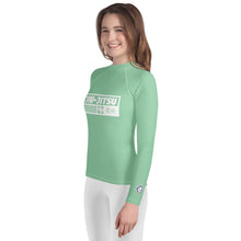 Girls Jiu-Jitsu Training Rash Guard – Long Sleeve Athletic Compression Top - Vista Blue Exclusive Girls Jiu-Jitsu Long Sleeve Rash Guard Youth