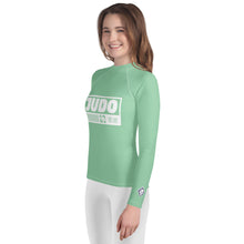 Girls Judo Compression Shirt – Long Sleeve Youth Martial Arts Rash Guard - Vista Blue Exclusive Girls Judo Long Sleeve Rash Guard Youth