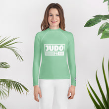 Girls Judo Compression Shirt – Long Sleeve Youth Martial Arts Rash Guard - Vista Blue Exclusive Girls Judo Long Sleeve Rash Guard Youth