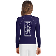 Youth Girls Judo Rash Guard – Long Sleeve Compression Top for Martial Arts Training - Midnight Blue Exclusive Girls Judo Long Sleeve Rash Guard Youth