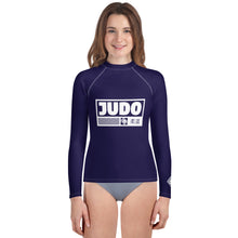 Youth Girls Judo Rash Guard – Long Sleeve Compression Top for Martial Arts Training - Midnight Blue Exclusive Girls Judo Long Sleeve Rash Guard Youth