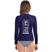 Youth Girls Judo Rash Guard – Long Sleeve Compression Top for Martial Arts Training - Midnight Blue Exclusive Girls Judo Long Sleeve Rash Guard Youth