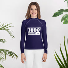 Youth Girls Judo Rash Guard – Long Sleeve Compression Top for Martial Arts Training - Midnight Blue Exclusive Girls Judo Long Sleeve Rash Guard Youth