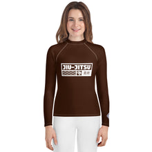 Girls Long Sleeve BJJ Compression Rash Guard – Martial Arts Training Gear - Chocolate