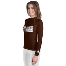 Girls Long Sleeve BJJ Compression Rash Guard – Martial Arts Training Gear - Chocolate