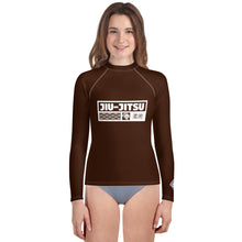 Girls Long Sleeve BJJ Compression Rash Guard – Martial Arts Training Gear - Chocolate