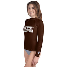 Girls Long Sleeve BJJ Compression Rash Guard – Martial Arts Training Gear - Chocolate