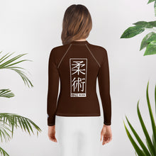 Girls Long Sleeve BJJ Compression Rash Guard – Martial Arts Training Gear - Chocolate
