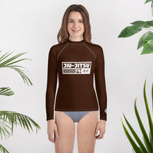 Girls Long Sleeve BJJ Compression Rash Guard – Martial Arts Training Gear - Chocolate